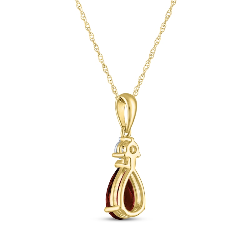 Main Image 3 of Pear-Shaped Garnet & Diamond Accent Necklace 10K Yellow Gold 18&quot;