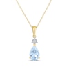 Thumbnail Image 1 of Pear-Shaped Aquamarine & Diamond Accent Necklace 10K Yellow Gold 18&quot;