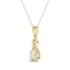 Thumbnail Image 3 of Pear-Shaped Aquamarine & Diamond Accent Necklace 10K Yellow Gold 18&quot;