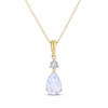 Thumbnail Image 1 of Pear-Shaped Lab-Created Opal & Diamond Accent Necklace 10K Yellow Gold 18&quot;