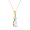 Thumbnail Image 2 of Pear-Shaped Lab-Created Opal & Diamond Accent Necklace 10K Yellow Gold 18&quot;