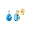 Thumbnail Image 1 of Pear-Shaped Swiss Blue Topaz & Diamond Accent Earrings 10K Yellow Gold