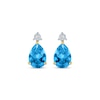 Thumbnail Image 2 of Pear-Shaped Swiss Blue Topaz & Diamond Accent Earrings 10K Yellow Gold