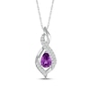 Thumbnail Image 1 of Pear-Shaped Amethyst & White Lab-Created Sapphire Swirl Necklace Sterling Silver 18&quot;