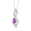 Thumbnail Image 2 of Pear-Shaped Amethyst & White Lab-Created Sapphire Swirl Necklace Sterling Silver 18&quot;