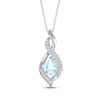 Thumbnail Image 1 of Pear-Shaped Aquamarine & White Lab-Created Sapphire Swirl Necklace Sterling Silver 18&quot;