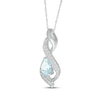 Thumbnail Image 2 of Pear-Shaped Aquamarine & White Lab-Created Sapphire Swirl Necklace Sterling Silver 18&quot;