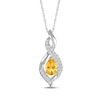 Thumbnail Image 1 of Pear-Shaped Citrine & White Lab-Created Sapphire Swirl Necklace Sterling Silver 18&quot;