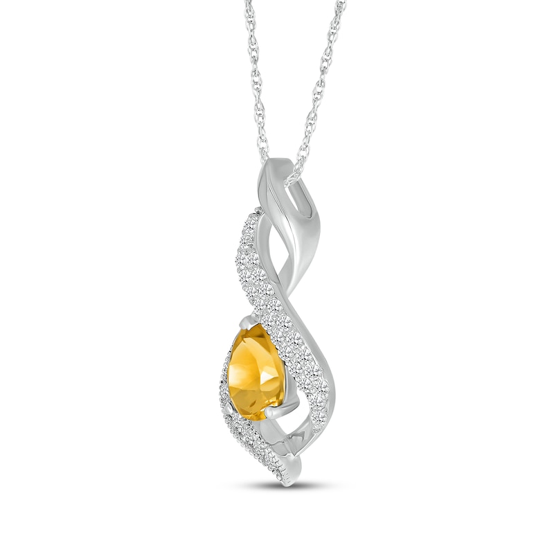 Main Image 2 of Pear-Shaped Citrine & White Lab-Created Sapphire Swirl Necklace Sterling Silver 18&quot;