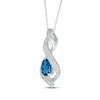 Thumbnail Image 2 of Pear-Shaped London Blue Topaz & White Lab-Created Sapphire Swirl Necklace Sterling Silver 18&quot;