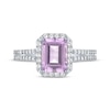 Thumbnail Image 3 of Emerald-Cut Light Amethyst & White Lab-Created Sapphire Halo Ring Sterling Silver