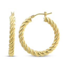 Reaura Rope Twist Hoop Earrings Repurposed 14K Yellow Gold 27mm