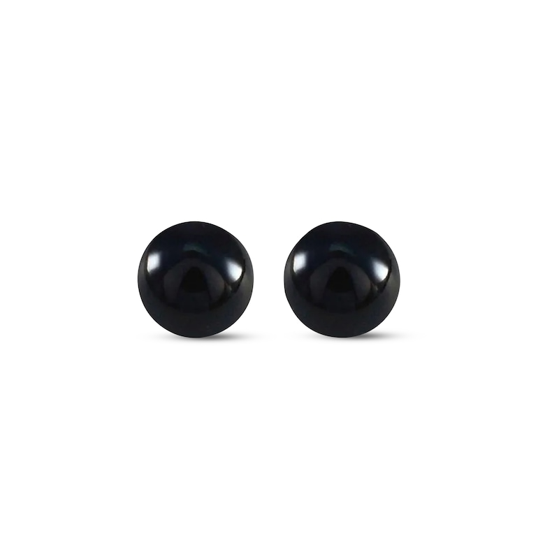 Main Image 2 of Black Onyx Bead Stud Earrings 6mm 14K White Gold