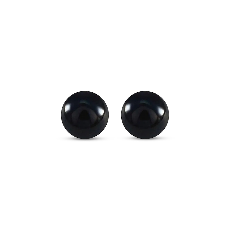 Main Image 2 of Black Onyx Bead Stud Earrings 7mm 14K Yellow Gold