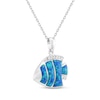 Thumbnail Image 2 of Lab-Created Opal & White Lab-Created Sapphire Fish Necklace Sterling Silver 18&quot;