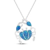 Thumbnail Image 1 of Lab-Created Opal & White Lab-Created Sapphire Crab Necklace Sterling Silver 18&quot;