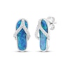 Thumbnail Image 0 of Lab-Created Opal & White Lab-Created Sapphire Flip-Flop Drop Earrings Sterling Silver