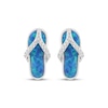 Thumbnail Image 1 of Lab-Created Opal & White Lab-Created Sapphire Flip-Flop Drop Earrings Sterling Silver