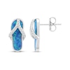 Thumbnail Image 2 of Lab-Created Opal & White Lab-Created Sapphire Flip-Flop Drop Earrings Sterling Silver