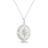 Thumbnail Image 1 of Mother-of-Pearl & White Lab-Created Sapphire Compass Necklace Sterling Silver 18"