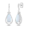 Thumbnail Image 1 of Pear-Shaped Lab-Created Opal & White Lab-Created Sapphire Dangle Earrings Sterling Silver