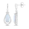 Thumbnail Image 3 of Pear-Shaped Lab-Created Opal & White Lab-Created Sapphire Dangle Earrings Sterling Silver