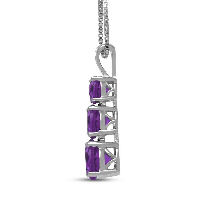 Main Image 2 of Amethyst Graduated Three-Stone Necklace Sterling Silver 18&quot;