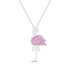 Thumbnail Image 1 of Lab-Created Pink Opal & White Lab-Created Sapphire Flamingo Necklace 18&quot;