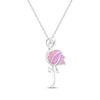 Thumbnail Image 2 of Lab-Created Pink Opal & White Lab-Created Sapphire Flamingo Necklace 18&quot;