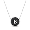 Thumbnail Image 1 of Black Agate Letter B Initial Disc Necklace Sterling Silver 18&quot;