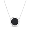 Thumbnail Image 2 of Black Agate Letter I Initial Disc Necklace Sterling Silver 18"