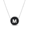 Thumbnail Image 1 of Black Agate Letter M Initial Disc Necklace Sterling Silver 18&quot;