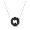 Thumbnail Image 0 of Black Agate Letter W Initial Disc Necklace Sterling Silver 18"