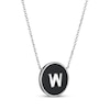 Thumbnail Image 1 of Black Agate Letter W Initial Disc Necklace Sterling Silver 18"