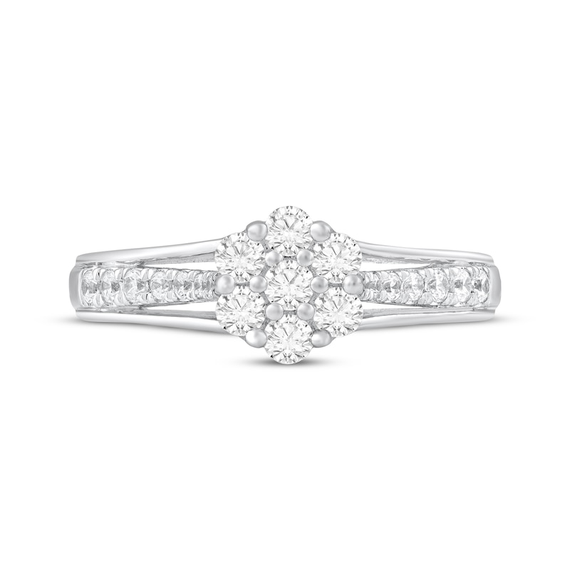 Main Image 3 of Diamond Flower Engagement Ring 1/2 ct tw 10K White Gold