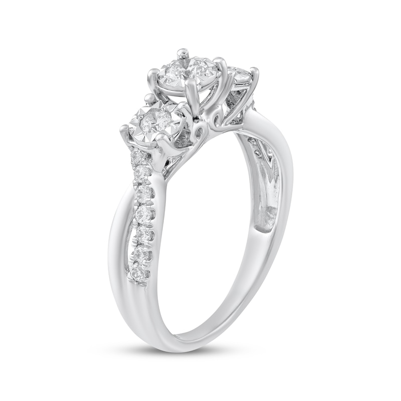 Main Image 2 of Round-Cut Diamond Three-Stone Engagement Ring 1/2 ct tw Sterling Silver