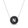 Thumbnail Image 1 of Black Agate Letter N Initial Disc Necklace Sterling Silver 18&quot;