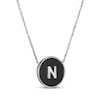 Thumbnail Image 2 of Black Agate Letter N Initial Disc Necklace Sterling Silver 18&quot;