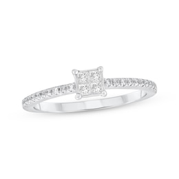 Adore Princess-Cut Quad Diamond Engagement Ring 1/4 ct tw 10K White Gold