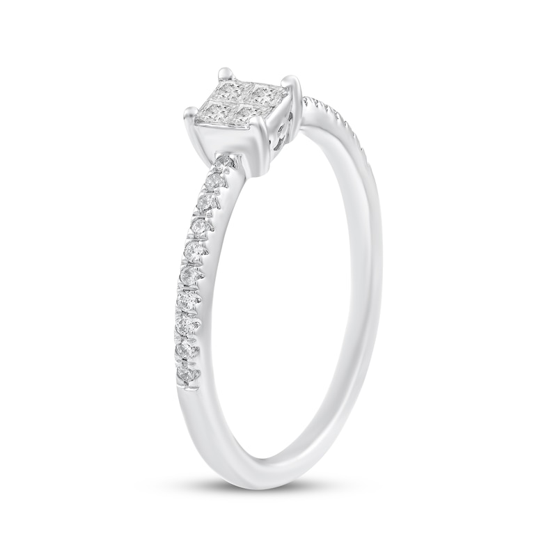 Main Image 2 of Princess-Cut Quad Diamond Engagement Ring 1/4 ct tw 10K White Gold