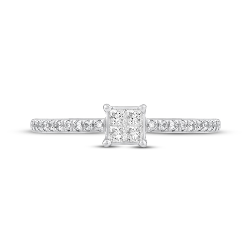 Main Image 3 of Princess-Cut Quad Diamond Engagement Ring 1/4 ct tw 10K White Gold