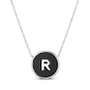 Thumbnail Image 1 of Black Agate Letter R Initial Disc Necklace Sterling Silver 18&quot;