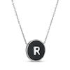 Thumbnail Image 2 of Black Agate Letter R Initial Disc Necklace Sterling Silver 18&quot;