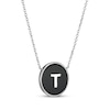 Thumbnail Image 2 of Black Agate Letter T Initial Disc Necklace Sterling Silver 18&quot;