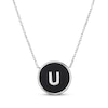 Thumbnail Image 1 of Black Agate Letter U Initial Disc Necklace Sterling Silver 18&quot;