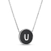 Thumbnail Image 2 of Black Agate Letter U Initial Disc Necklace Sterling Silver 18&quot;