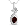 Thumbnail Image 1 of Oval-Cut Garnet & White Lab-Created Sapphire Swirl Necklace Sterling Silver 18&quot;