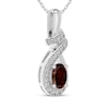 Thumbnail Image 2 of Oval-Cut Garnet & White Lab-Created Sapphire Swirl Necklace Sterling Silver 18&quot;