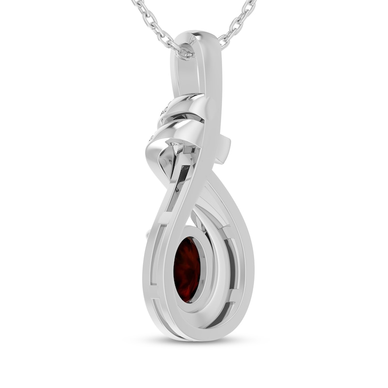 Main Image 3 of Oval-Cut Garnet & White Lab-Created Sapphire Swirl Necklace Sterling Silver 18&quot;