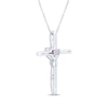 Thumbnail Image 2 of Heart-Shaped Amethyst & White Lab-Created Sapphire Cross Necklace Sterling Silver 18"